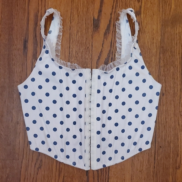 Altar'd State - Polka Dot Shapewear Corset Top in White and Blue - Picture 1 of 4
